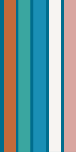 Orange, teal, blue, white and pink stripes on a kingfisher blue background